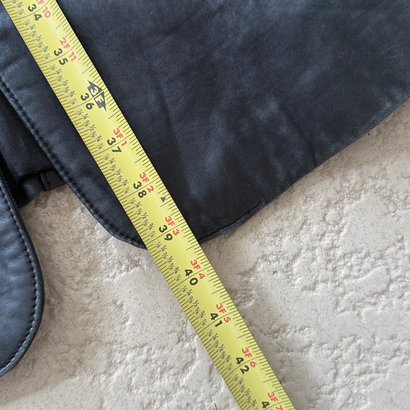 Preston & York Lambskin Black Leather Mid Length Coat size Large - Picture 3 of 16